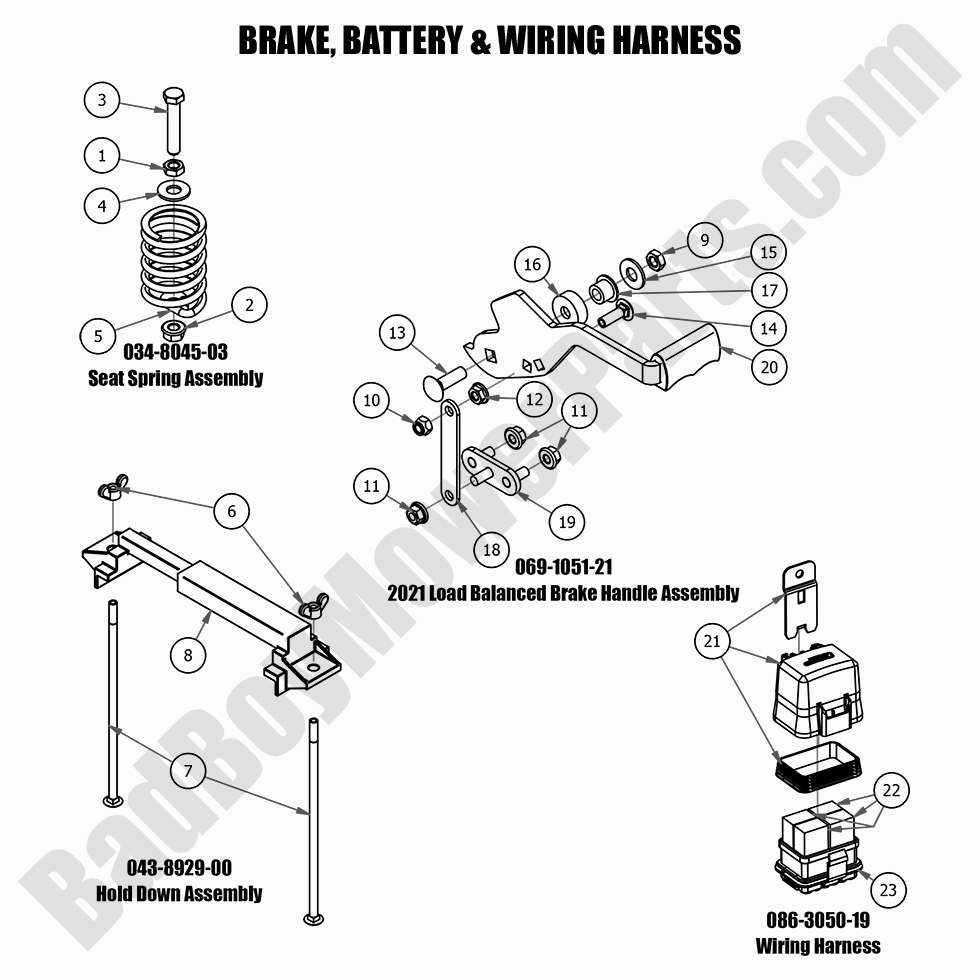 2524 - Bad Boy Mower Parts Lookup > 2021 > ZT Avenger > Brake, Battery & Wiring Harness